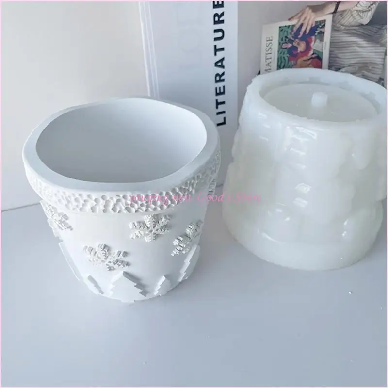57QA Xmas Flowerpot Silicone Mold Planter Concrete Mold Pen Holder Mold
