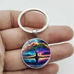 Vintage Tree of Life Charming Time Gemstone Keychain for Men and Women Anniversary and Birthday Gifts