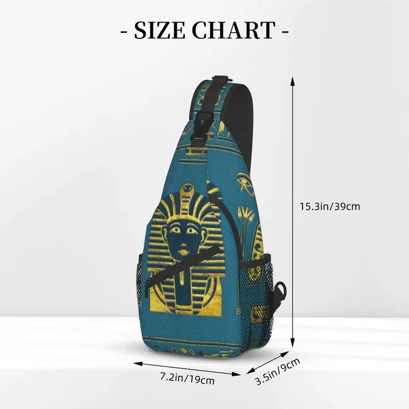 Casual Gold Sphinx Kopf Mit Ägyptischen Hieroglyphen Crossbody Sling Rucksack Männer Schulter Brust Taschen für Camping Radfahren