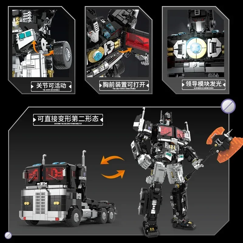 2023 New Technical Black Robot Building Blocks Model MOC Creativity Deformation Mech Bricks Toys for Boys Birthday Gift Set view 5