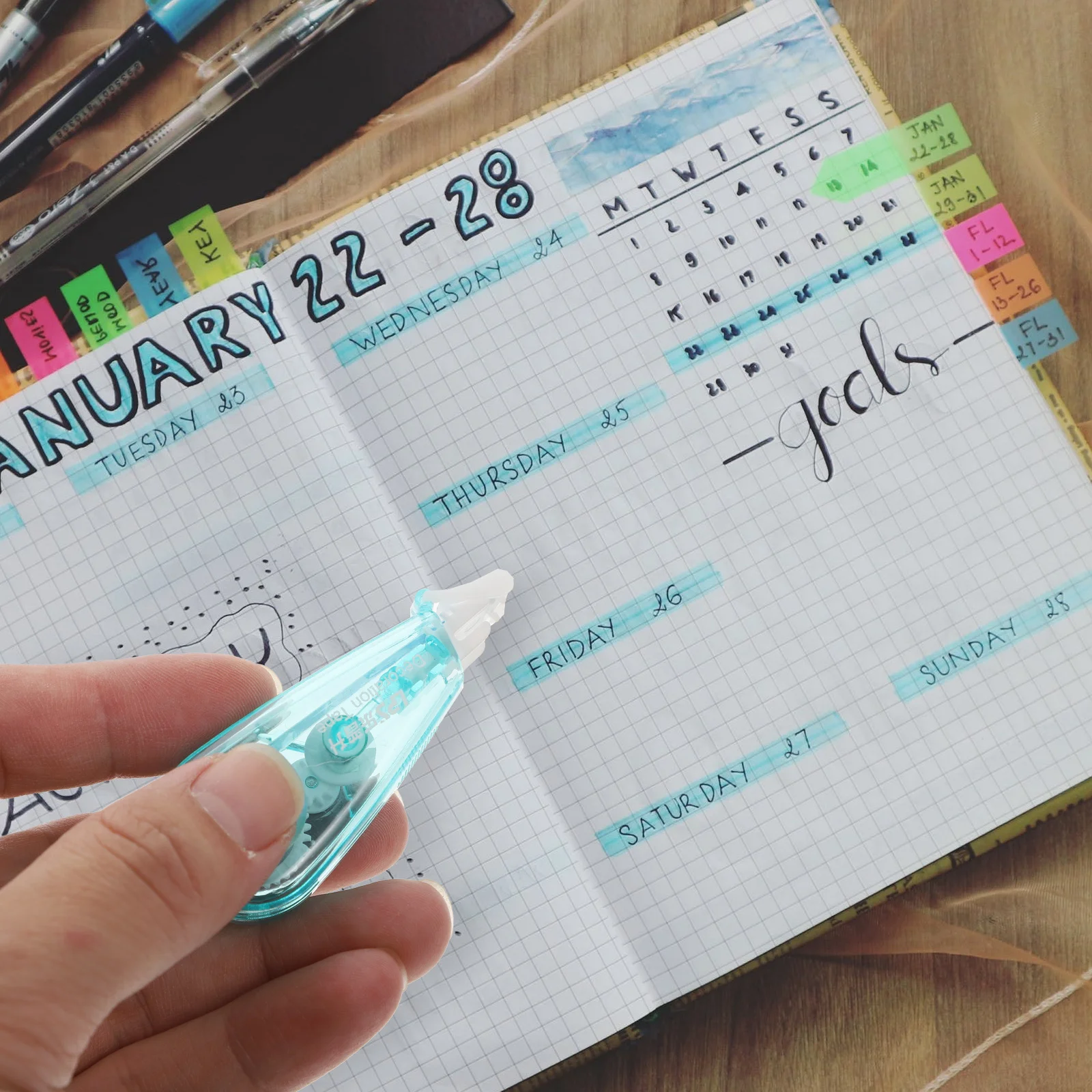 

4pcs Printed Tape Student Mini School Supplies Opaque Frosted Stationery Supplies Double Line