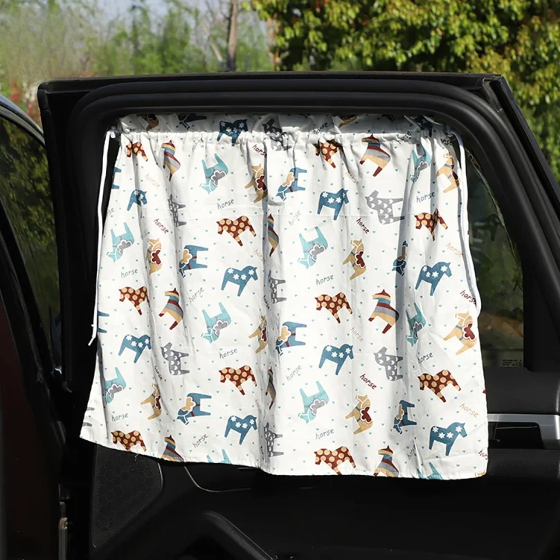 Cortina con ventosa para ventana de coche, cubierta parasol con dibujos animados, parasol universal para ventana lateral, protec