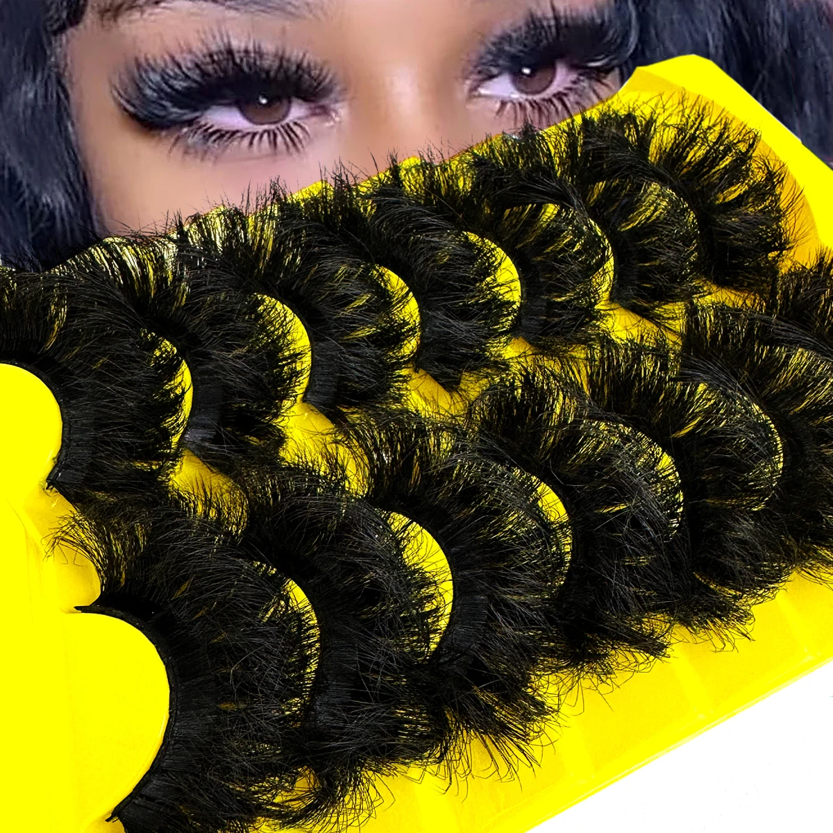 7 Paar flauschige lange Wimpern, 9D Faux Mink Lashes, natürliche falsche Wimpern, dramatische, weiche Volumenwimpern, Wimpernverlängerung, Make-up