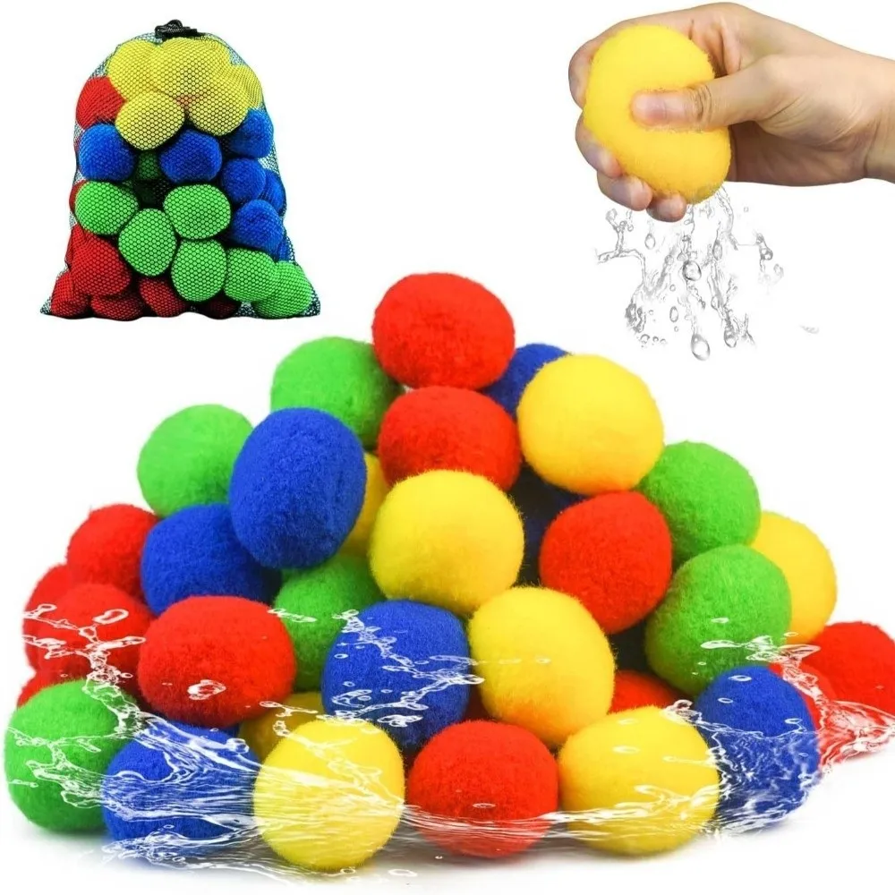 60pcs 다채로운 물 스폰지 공 빠른 수화는 물을 깨뜨리지 않습니다 Soaker Balls 재사용 가능한 Kiddo Space Water Sponge Balls