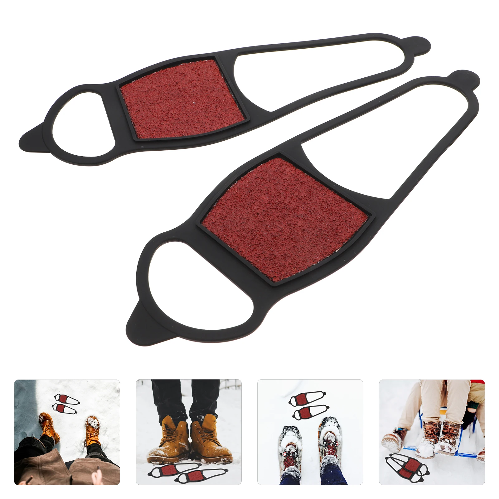 

2 Pairs Slip Coarse Sand Rubber Shoe Covers Winter Activities Ice Snow Crampon Cleat Shoes Cover Crampon Cleat Shoes Sneakers