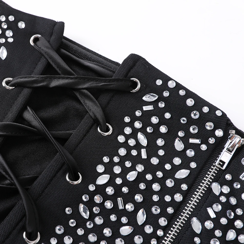 Mingmingxi المرأة بريق 2 قطعة فستان مجموعة خمر مشد أعلى مثير مطرز الدانتيل يصل فستان أنيق مساء حفلة موسيقية فستان