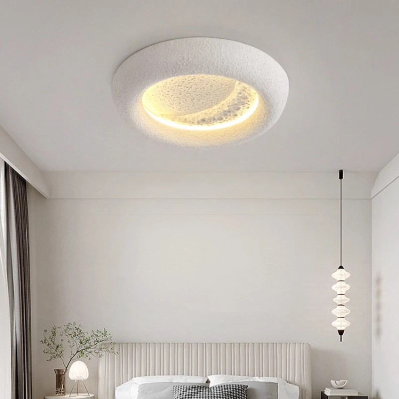 Japanese Creative Moon Bowl Ceiling Lamps Cream Style Master Bedroom Study Ceiling Lights Fixture Homestay Illumination Ornament