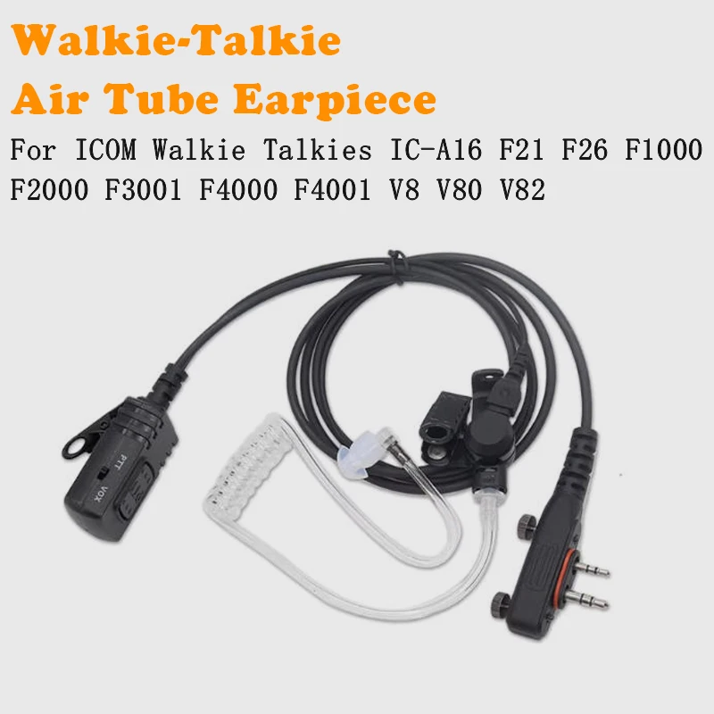 

Walkie Talkie PTT Mic Headset Earpiece for ICOM IC-A16 F21 F26 F1000 F4000 F4001 V8 V80 Radio Air Tube Headphones
