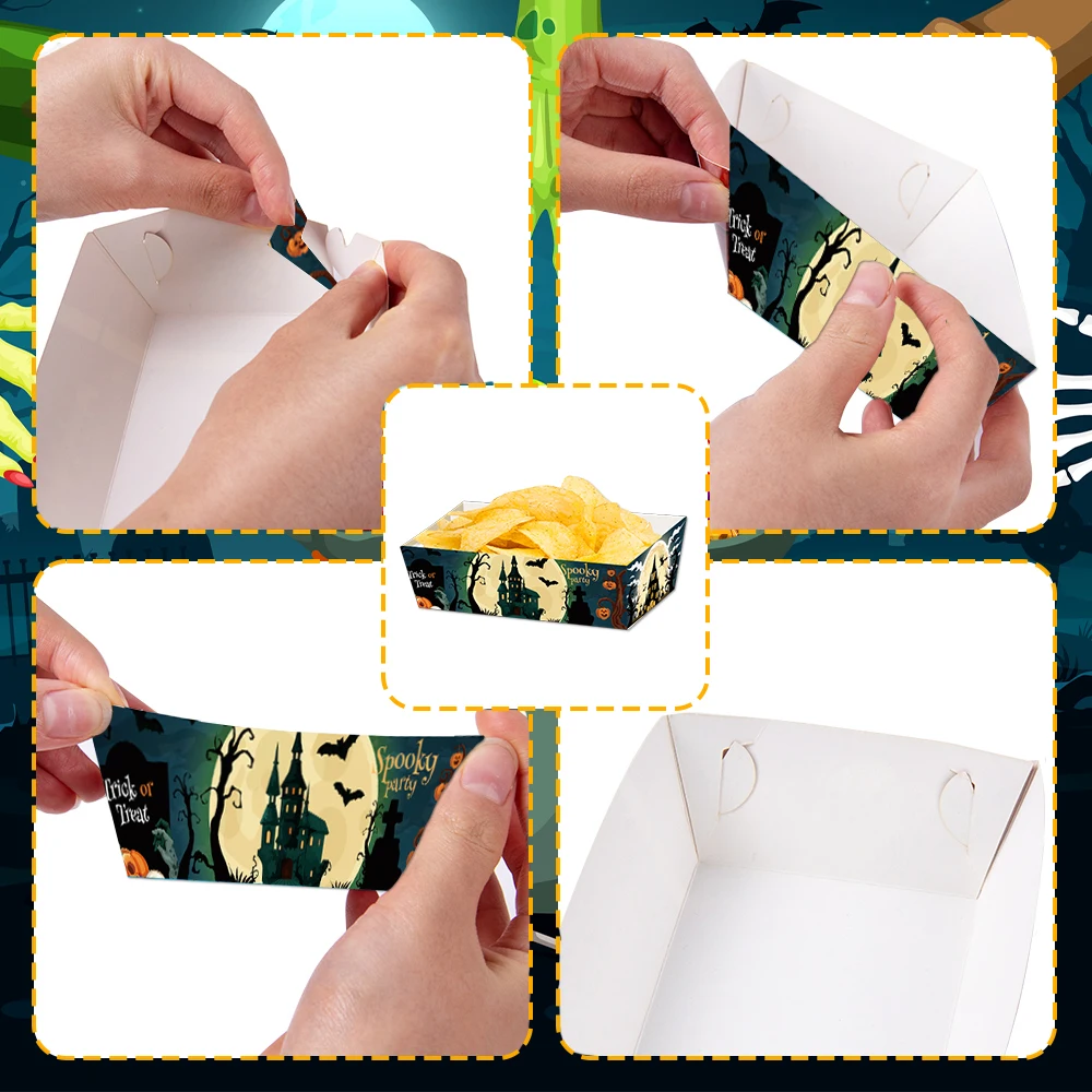 4/8/12pcs Halloween Snack Food Bowl Boxes