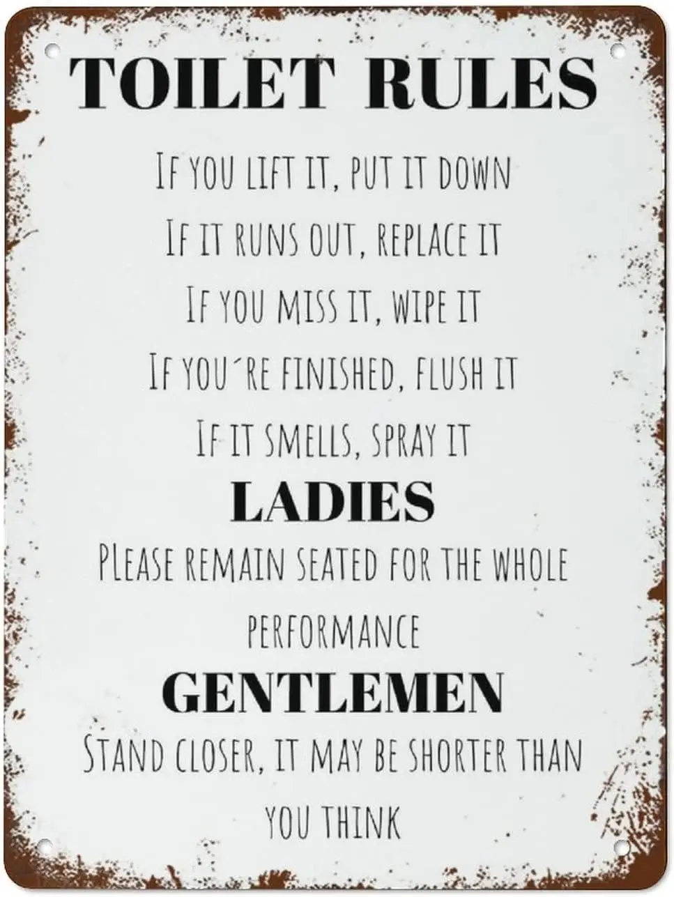 Flush The Toilet Bathroom Rules Vintage Metal Signs Tin Sign Wall Decor Funny for Home