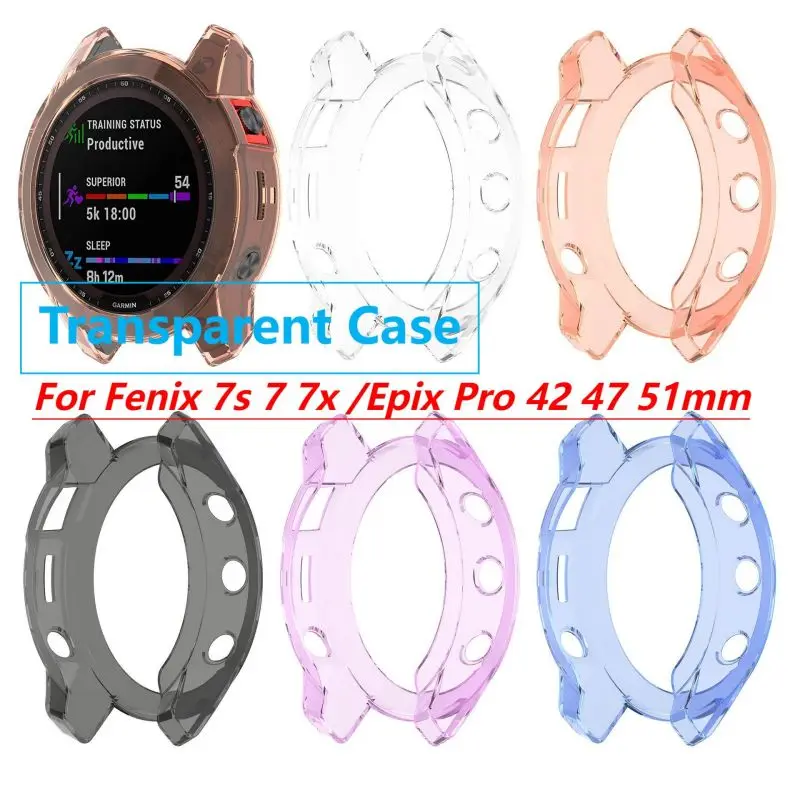 TPU Clear Case For Garmin Fenix 7s 7 7X Epix 42mm 47mm 51mm Pro (Gen 2) Cover Smart Watch Strap Bumper Frame Protector Shell