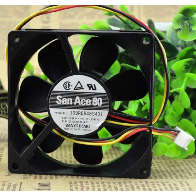 New CPU Fan for SANYO 109R0848S401 48V 0.06A 8025 8cm Server Cooling Fan 80x80x25mm