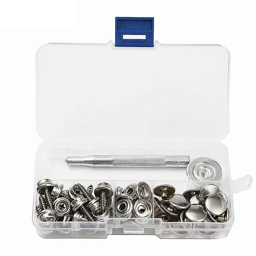 62pcs(20sets) Stainless Steel Canvas to Screw Press Stud Snap Kit Boat Cover