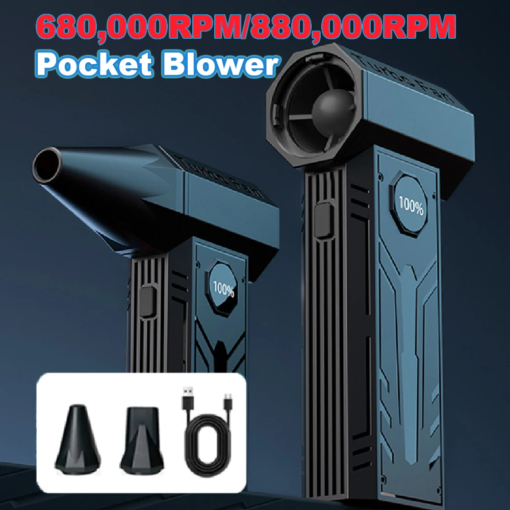 

880000RPM Powerful Air Blower Brushless Motor Turbo Fan Wind Speed 54m/s Electric Air Duster With 2 Nozzles Jet Dryer Blowing