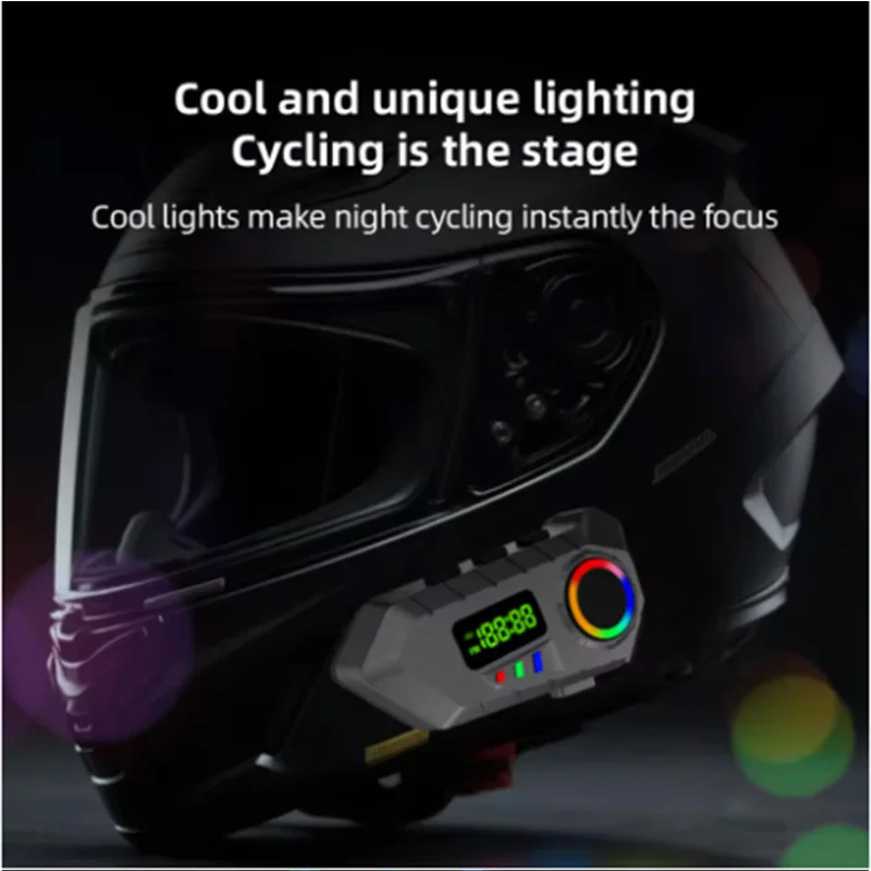 FMラジオ付き新型Y30Aバイクヘルメットヘッドセット、LCDディスプレイ、Bluetooth 5.4、防水バイクヘルメットイヤホン