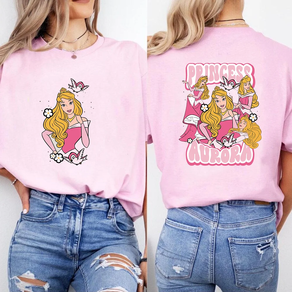 

New Women's Princess Aurora T-shirt Cute Sleeping Beauty Pattern Casual Comfortable Shirt Top