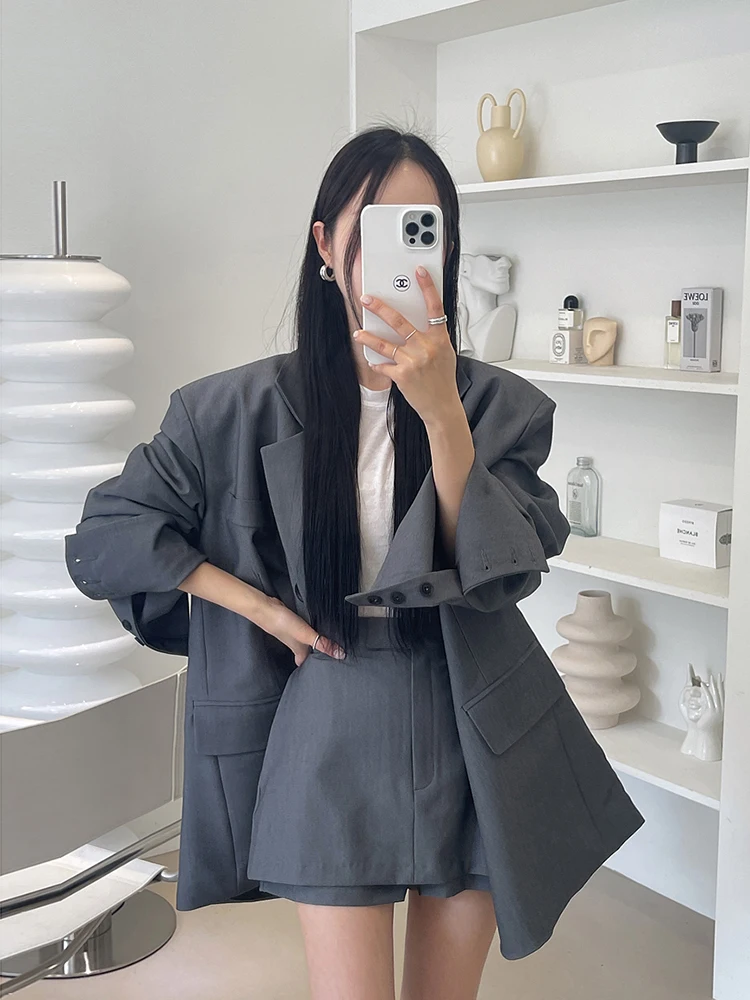 

Шикарный свободный женский костюм Jaet с высокой талией, юбка трапециевидной формы, брюки, осенний комплект Faion, повседневная одежда Ele Busin для женщин