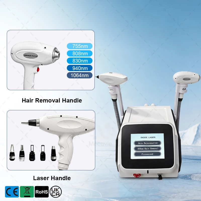 FAC Fast Axis Collimation Diode Laser 2 In 1 Machine 755 808 830 940 1064nm Ice Cooling Hair Removal Tattoo Removal Salon Sap