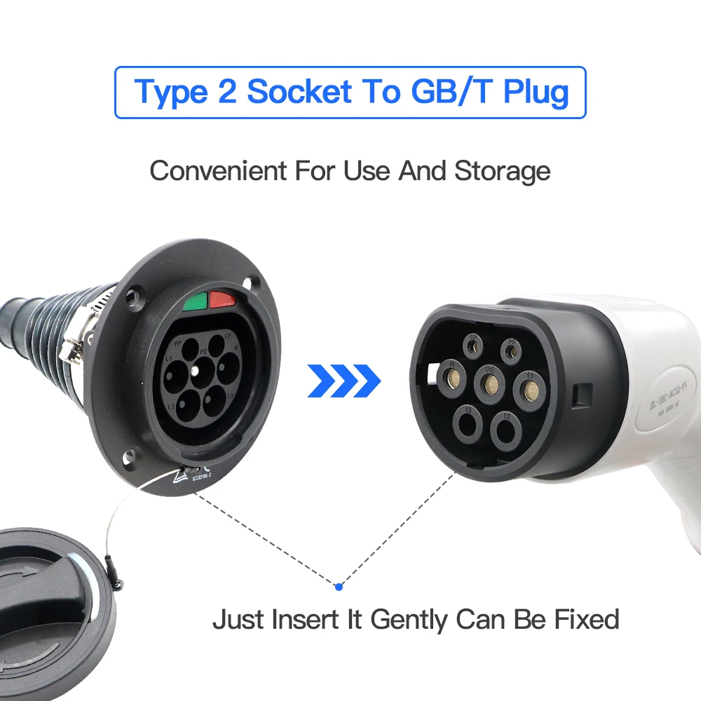 Spina EV tipo 2 da 3,6 kW a presa di tipo 2 220-250 V IEC 62169-2 Spina EV a adattatore per caricabatterie presa SAE J1772 con cavo di estensione 1/2/3 M