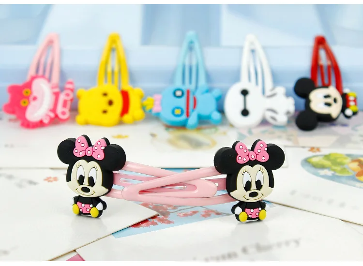 Disney Stitch Mickey Minnie Anime Hair Clip Cartoon Accessories Hairpin Headwear BB Pin for Children Girl Ornament Birthday Gift