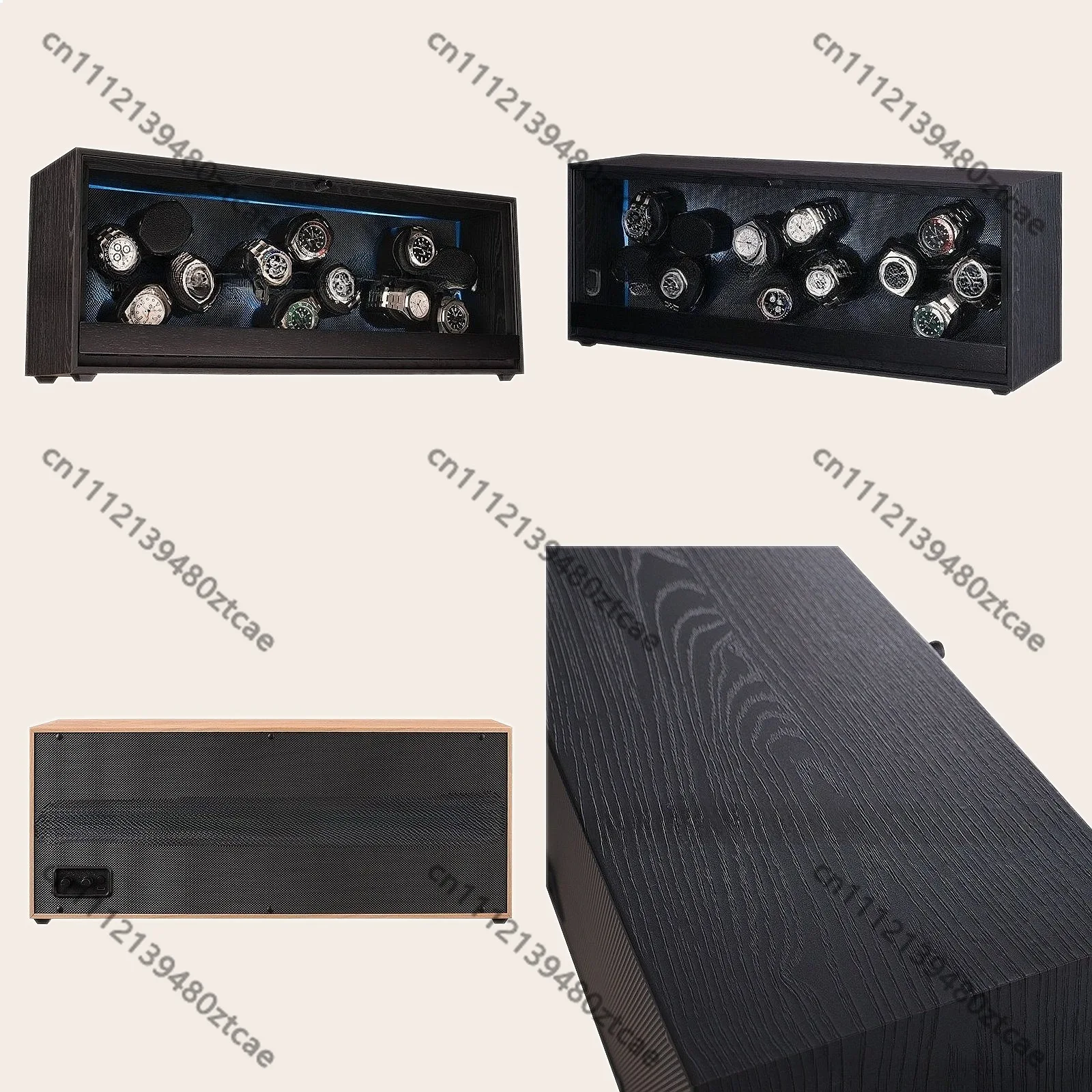 Automatic Watch Winder 12 Slot Wood Grain Storage Box Mute LED Display Organizer