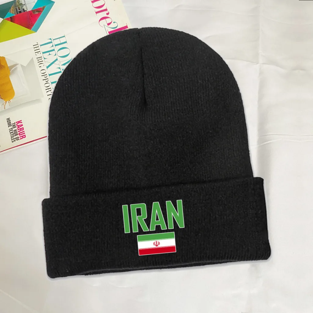 IRAN Country Flag Top Print Men Women Unisex Knitted Hat Winter Autumn Beanie Cap Warm Bonnet