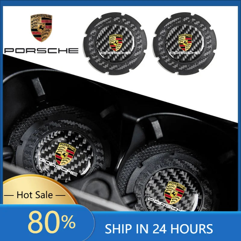 

Наклейки для интерьера автомобиля Porsche, 2 шт., подставки для стаканов, противоскользящие коврики-держатели для Porsche 911, 718, Taycan, Panamera