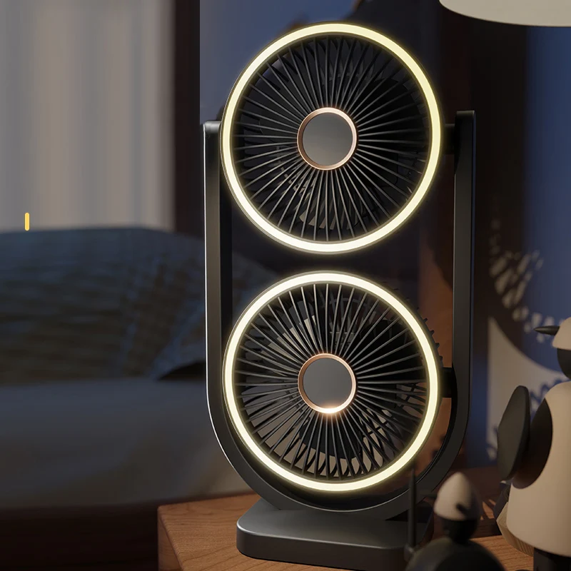 

Оптовая продажа, настольный USB-вентилятор с двойной головкой, портативный настольный вентилятор для дома, мини-охлаждающий вентилятор, портативный перезаряжаемый вентилятор