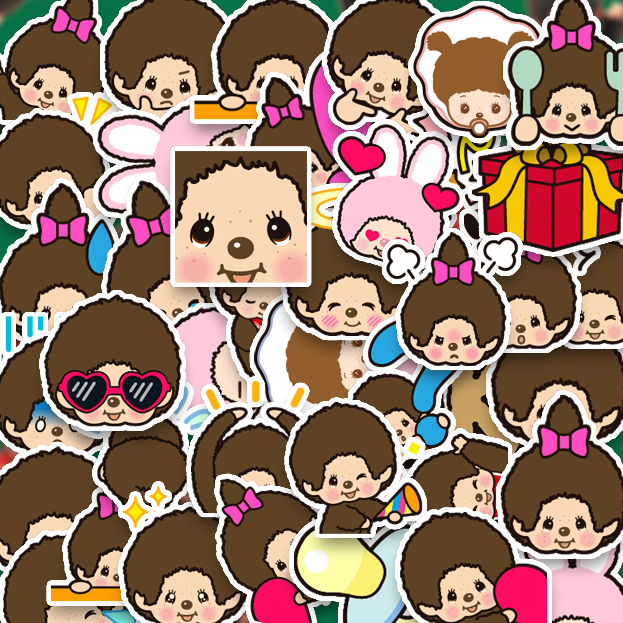 40pcs Monchhichi cartoon shaped cute stickers for phone case decoration, desktop, books, stationery