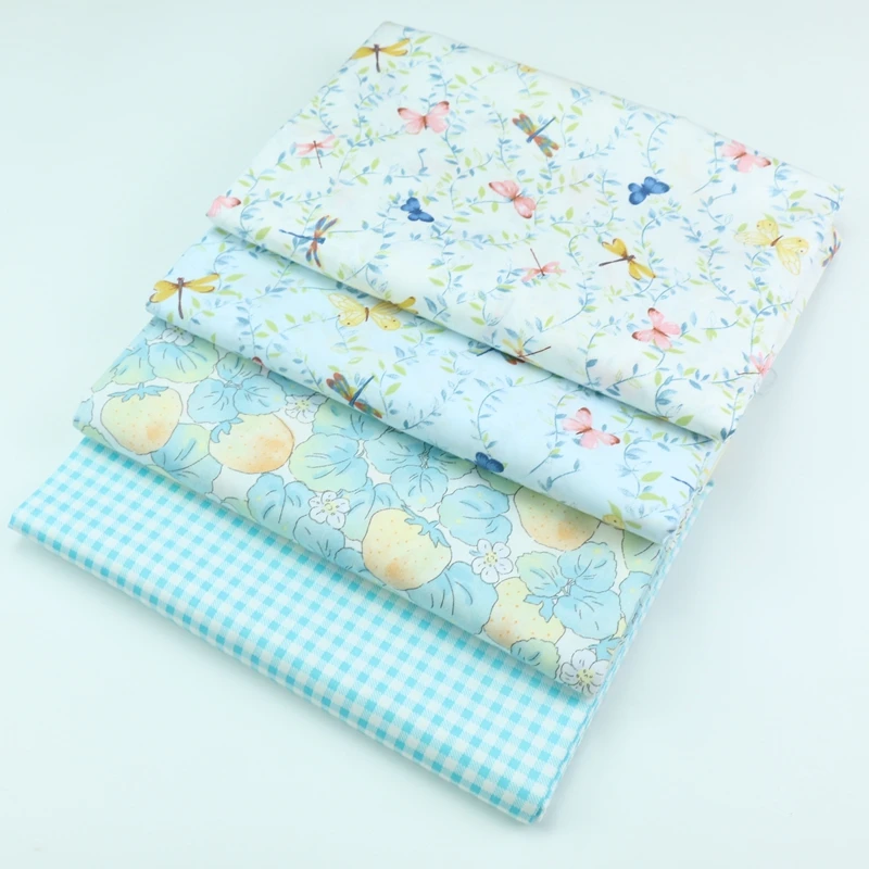 Handmade Cotton Fabric for DIY, Cartoon, Gragonfly, Butterfly, Strawberry, Baby Dress, Skirt, Home Decor, Decal Fabrics