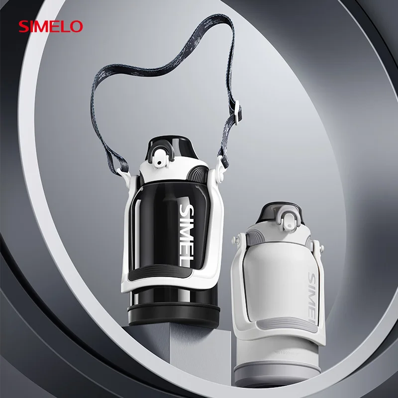 

SIMELO 316L Stainless Steel Tritan Sports Water Bottle Large Capacity Portable Insulated Cup Direct Drinking Straw for Outdoor
