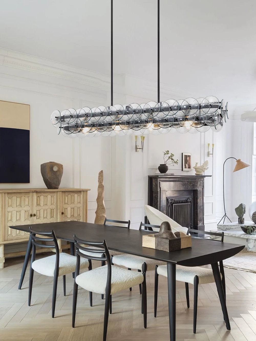 Murano Collection Round Linear E14 Dimmable LED Chandelier