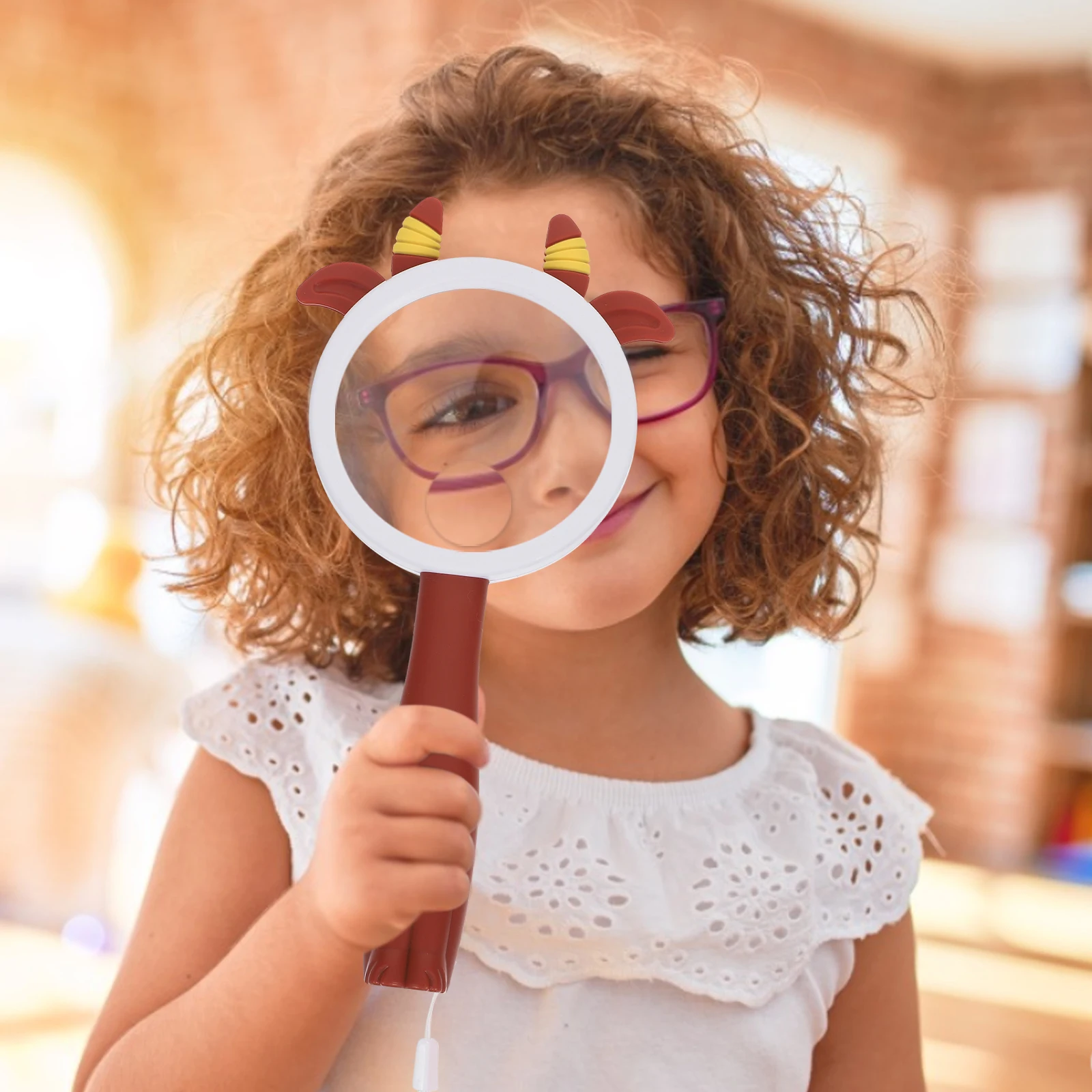 

Kids Magnifying Glass Cartoon Animal Design Portable Handheld Magnifier For Outdoor Science Instrument