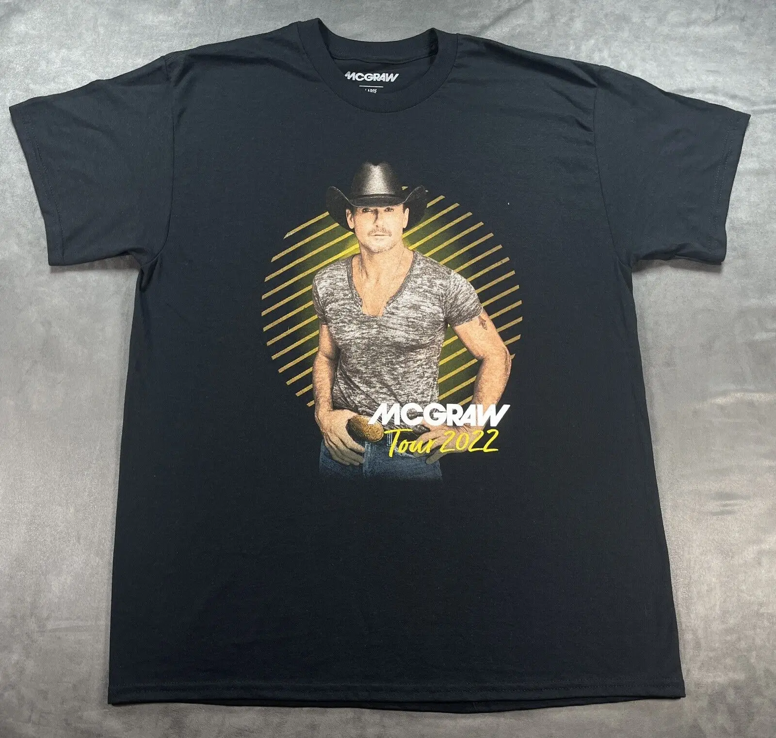 

NEW Tim McGraw Country Music Black CONCERT 2022 Shirt Large Tour Cowboy Hat BELT