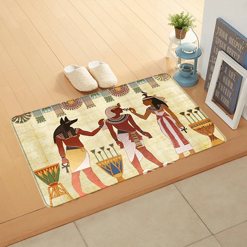 Doormat Flannel Floor Mat Ancient Egypt Indoor Foot Rug Bedside Mats Kitchen Corridor Water Absorbent Carpet Ideal Balcony Decor