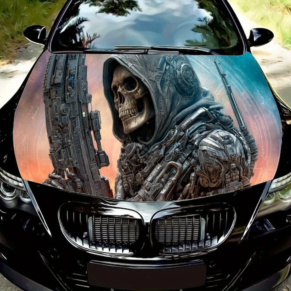 

Gorgeous mechanical skeleton warrior car hood vinyl wraps sticker,auto exterior protective sticker,waterproof self-adhesive car