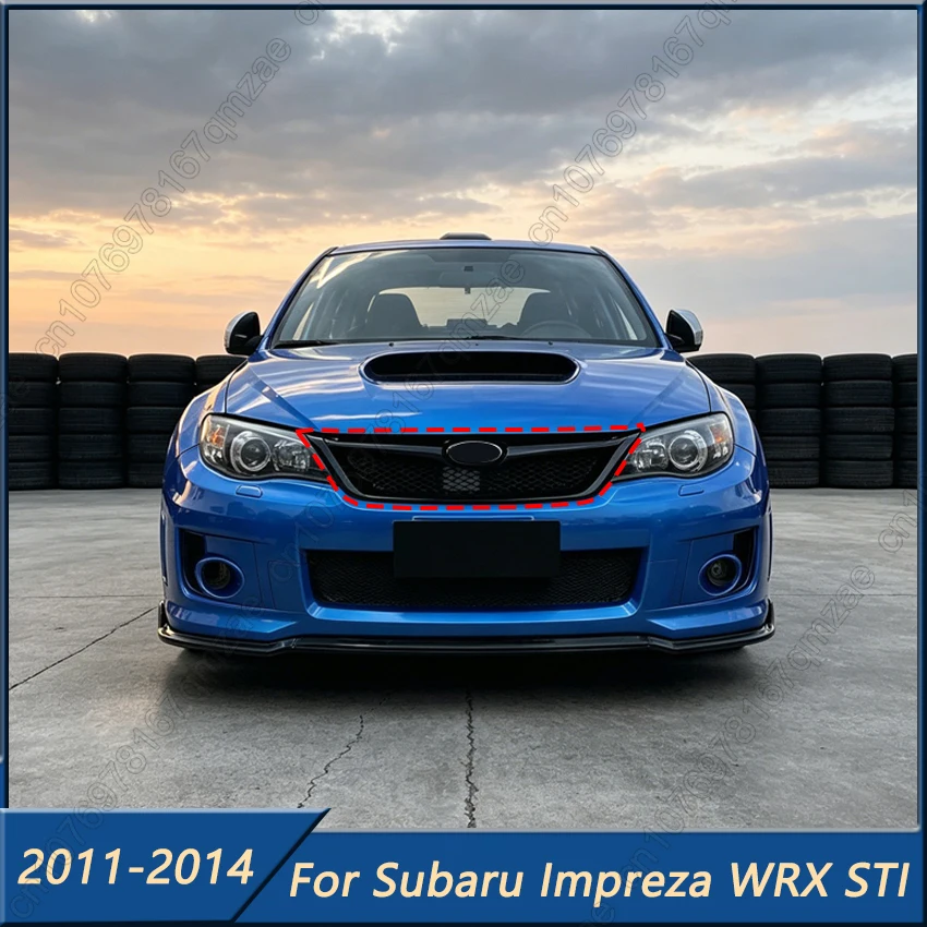 

For Subaru Impreza WRX STI 2011 2012 2013 2014 Front Hood Grille Gloss Black Sport Mesh Exterior Racing Grills Trim