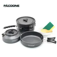 PACOONE-Juego de utensilios de cocina para acampar, utensilios de cocina portátiles, olla para exteriores, hervidor de agua para cocinar, vajilla, equipo de Picnic para senderismo
