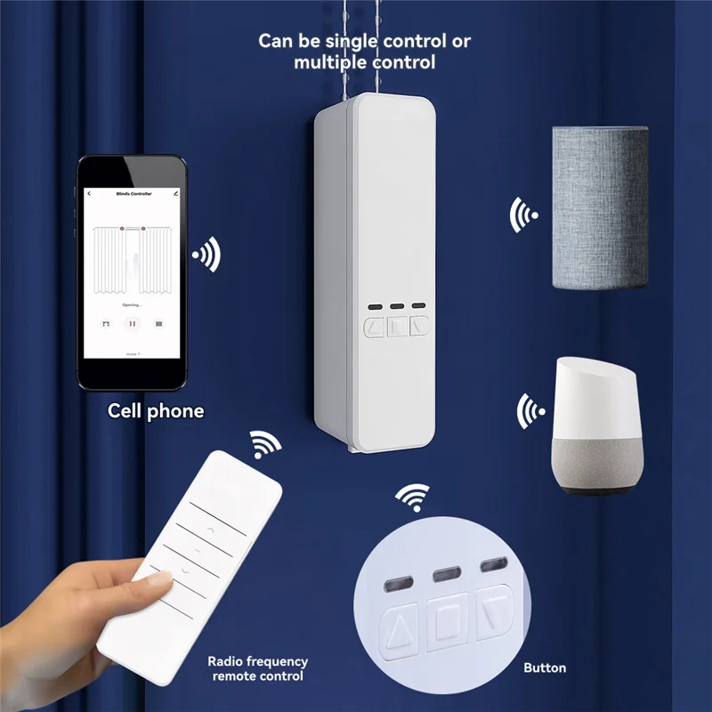 

Умный мотор ABVO-Tuya Wi-Fi для рулонных жалюзи, электрическая цепная жалюзи, привод затвора, радиочастотный комплект дистанционного управления, приложение через Alexa Google