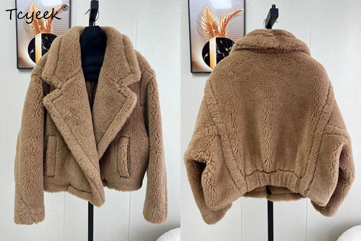 Tcyeek Alpaca Wool Teddy Women Coat Thick Oversized Fur Winter Jacket Short Length Classic Clothing Soft Polo Collar Coats 2026