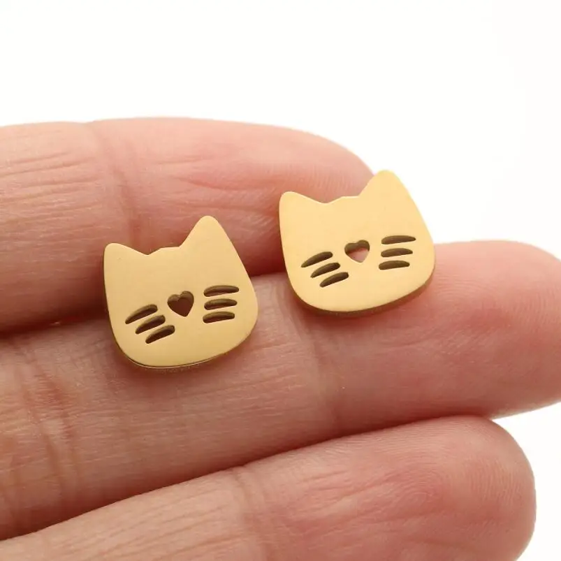 Korean Mini Cat Animal Stud Earrings For Women Stainless Steel Tragus Piercing Multiple Earring Birthday Gifts Pendientes Mujer