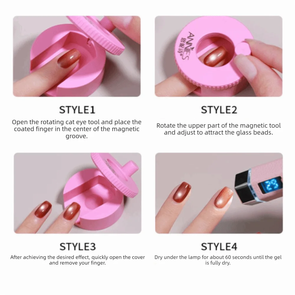 DIY Rotating Cat Eye Magnet Uniform Magnetic Force Multifunctional Cat Eye Nail Magnet Strong Wide Light Glass Bead Effect