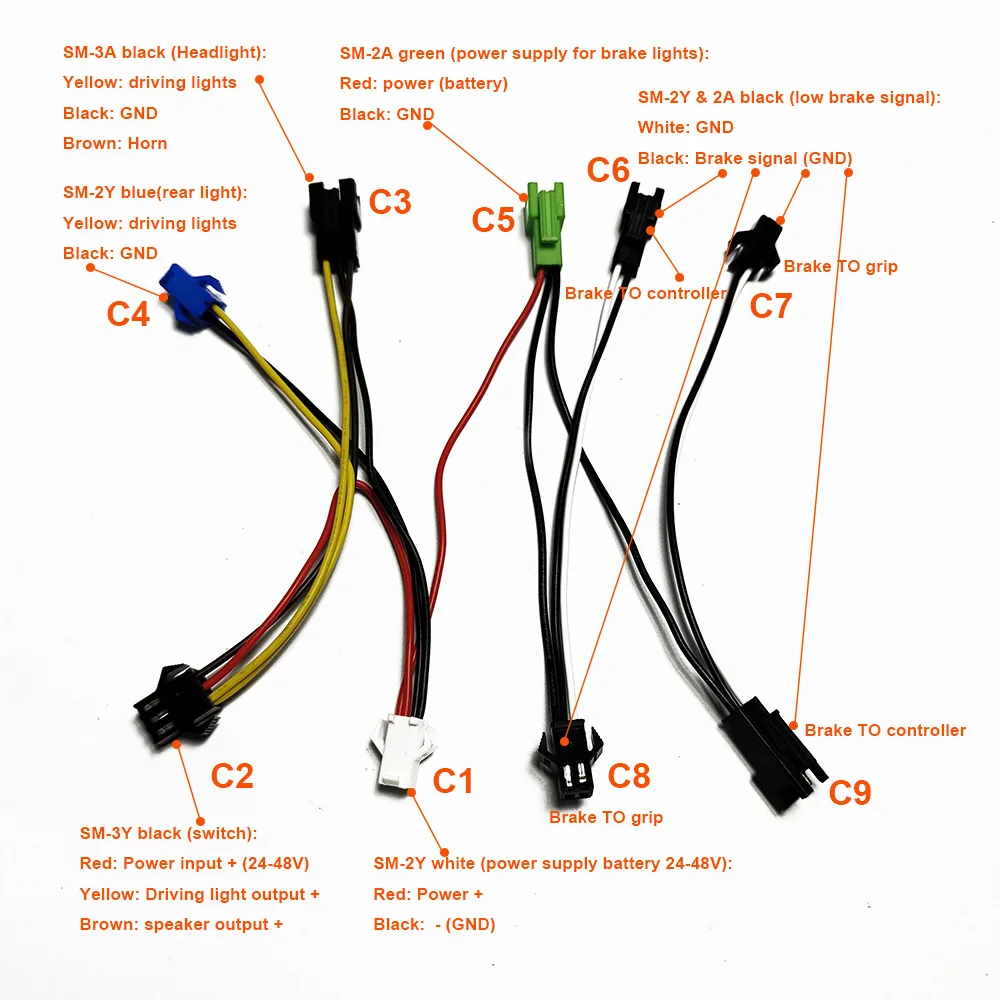 Bicycle Light Group Transfer Cable, XT60 Power Supply to Headlight Cable, Front and Rear Lights, Brake Steering