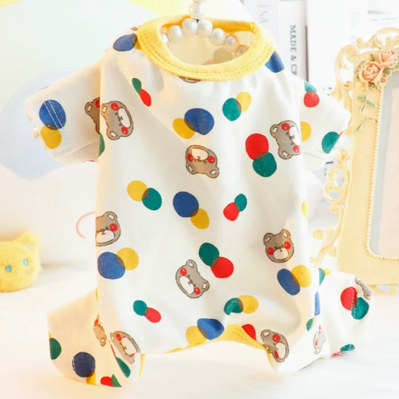 Thin Dog Pajamas Spring Autumn Dog Clothes for Dogs Cute Dot Bear Print Dog Jumpsuit Puppy Coat Chihuahua Bichon Girl Dog Shirts