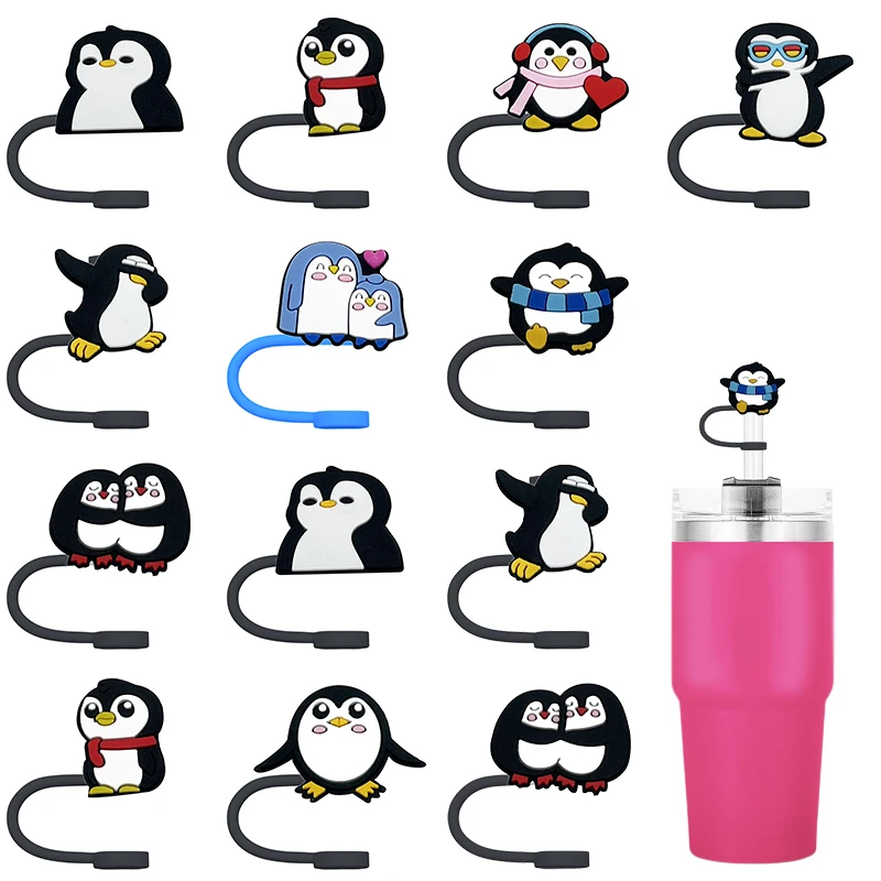 

Cute Penguin Straw Covers For Tumbler Oz Cups Accessories 1/6pcs Kawaii Silicone Straw Toppers Protector Cap For 8-10mm Straws
