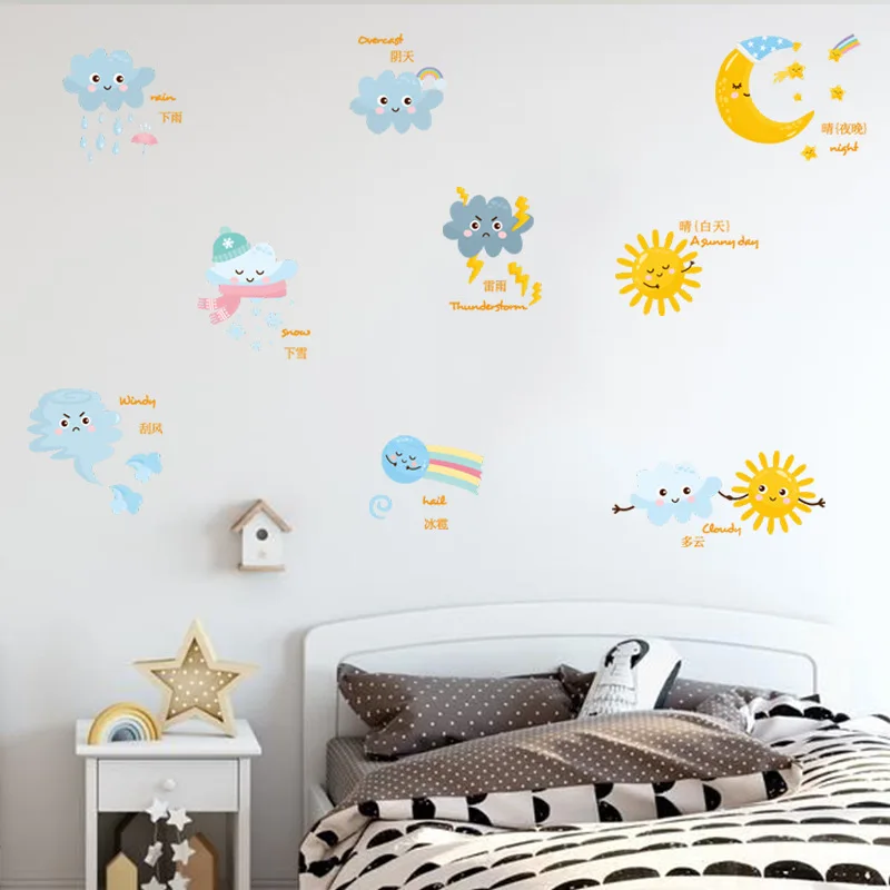 Cartoon painted rainbow sun children bedroom porch home wall background decorative wall stickers self-adhesive room decoration