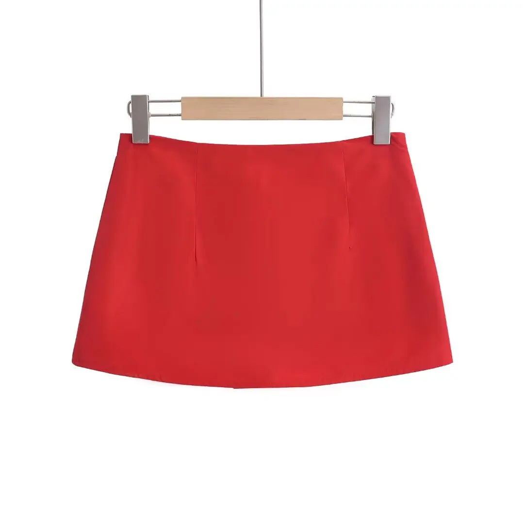 Gonna ort ricamata retrò a vita bassa Gonna a trapezio dimagrante da donna Street Sle Interno Colore puro