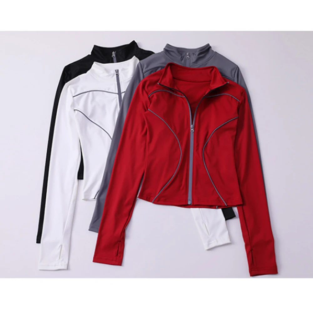 Women's Zipper Yoga Sports Jacket Tight fitting Slimming High Elastic Top Casual Fitness Running Long Sleeved Jacket image 6