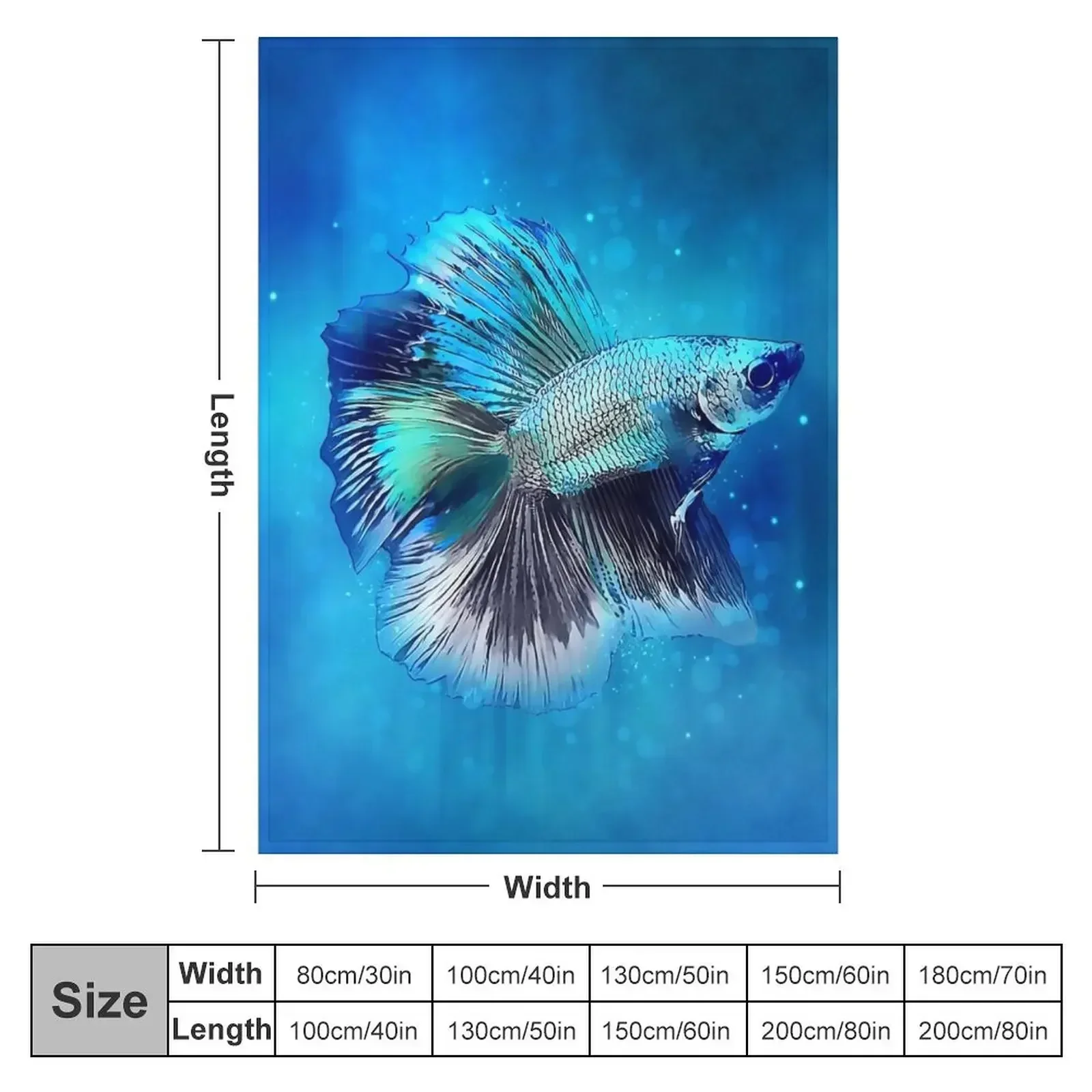 Blue Betta Fish Throw Blanket Baby Retros Blankets