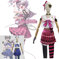 InYOYO Ike Eveland/Maria Marionette Cosplay Costume Vtuber Nijisanji Lovely Uniform Top Skirt Halloween Party Outfit Set